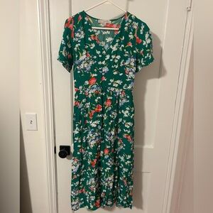 LOFT Green Floral Midi Dress